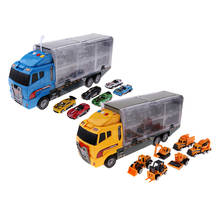 1/64 Scale Diecast Alloy Car Transpoter Lorry Truck w/ 6Pcs Mini Engineering Excavator/Fork Lift/Dump Truck Toy for kids Gift 2024 - buy cheap