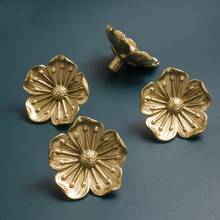 1Pc Luxury Solid Brass Handles Small Flower Shaped Cabinet Door Drawer Knobs Dresser Pulls Handmade Golden Furniture Knob 2024 - buy cheap