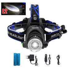 Powerful LED Headlamp L2 Head Zoom headlight Flashlight frontal Torch Lamp Lantern Light 18650 Battery fishing camping cycling 2024 - buy cheap