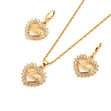 Gold dubai india heart African jewelry Set Necklace pendant Earrings Ethiopia wedding bridal jewelry sets for women girl gifts 2024 - buy cheap