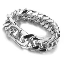 Miami Cuban Chains For Men Hip Hop Jewelry Polished Silver Color Thick Stainless Steel Long Big Chunky Bracelet Gift 2024 - buy cheap