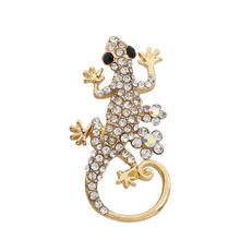 Broche de Gecko con diamantes de imitación, alfileres de traje, broche de lagarto de cristal, dijes de joyería, broche de suéter, alfileres de animales, regalo de Navidad 2024 - compra barato