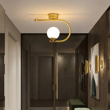 Lámpara de techo dorada para pasillo, candelabro suspendido de cristal moderno para sala de estar, iluminación Interior 2024 - compra barato