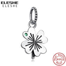 Authentic 925 Sterling Silver Crystal Heart Charm Clover Bead Fit Original ELESHE Bracelet Necklace Pendant Fashion Jewelry 2024 - buy cheap