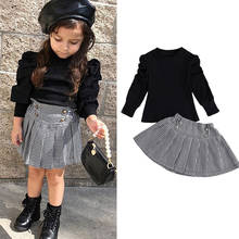 2021 Fashion Toddler Girl Clothes Set Kids Baby Infant Clothing Girls Long Sleeve T-shirt Tops Plaid Mini Skirts Spring Outfit 2024 - buy cheap