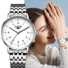 Lige relógio feminino luxuoso de quartzo, à prova d'água de aço inoxidável esportivo elegante para meninas + caixa 2024 - compre barato