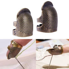 Ouro antigo metal protetor punch agulha costura tricô acessórios ponta do dedo costura aro dedal anel 2024 - compre barato