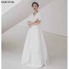 KAUNISSINA A-Line Wedding Dress for Bride Short Sleeve V-Neck Open Back Robe De Mariee Plus Women White Simple Wedding Gowns 2024 - buy cheap