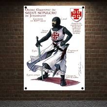 Knightly order of the holy tomb in jerusalem Posters Wall Decor Crusader Banners Flags Wallpaper Canvas Painting Wall Hanging 2024 - buy cheap