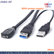 Новые 40 см Usb 3,0 A Y Usb 2,0 кабель-переходник «папа»-micro B кабель для передачи данных, используемый для мобильный жесткий диск, мобильный жесткий диск кабель SSD адаптер 2024 - купить недорого