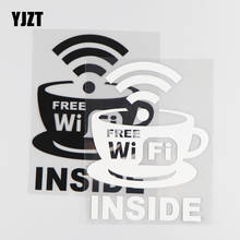 YJZT 11,2 × 14,6 см бесплатная Wi-Fi внутренняя виниловая наклейка креативный мультяшный узор Автомобильная наклейка черный/серебристый 4C-0425 2024 - купить недорого