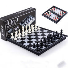 3 em 1 xadrez & damas & jogo de gamão conjunto de viagem plástico xadrez magnético peças de xadrez dobrável xadrez presente entretenimento 2024 - compre barato