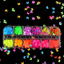 5mm Fluorescence Butterfly Nail Art Decorations Neon Sequins Glitter Flakes 3D Nails Accessories Gel Polish Manicure Nail Salon 2024 - buy cheap