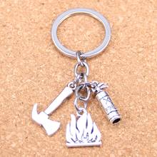 20pcs New Fashion DIY Keychain flames fire extinguisher fireman axe Pendants Men Jewelry Car Key Chain Souvenir For Gift 2024 - buy cheap