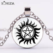 Supernatural Dean Necklace Steampunk Pentagram Devils Trap Glass Photo Dome Necklace Popular America TV Series Jewelry 2024 - buy cheap