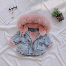 Girls Clothing Baby CoatsWarm Winter Coat Plus Velvet Thick Denim Kids Hooded Fur Jacket Coat for Girl Outerwear Girls Clothes 2024 - buy cheap