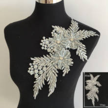 Aplique de bordado 3D para costura de flores, lentejuelas de encaje para escote, DIY, Collar de encaje de diamantes de imitación, accesorio de ropa artesanal YL1517 2024 - compra barato