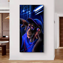 Pintura en lienzo de orangután de mono de DJ moderno, carteles e impresiones de Cuadros, imagen de arte Pop de pared para sala de estar, decoración del hogar, Cuadros 2024 - compra barato