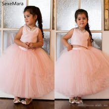 Vestido rosa de tul para niña, ropa de dos piezas para niños, vestido de fiesta de cumpleaños, vestido de baile de 1 a 14 años 2024 - compra barato