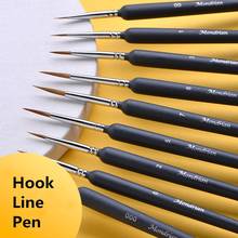 Very fine hook line pen set soft hair black wooden handle hand-painted brush watercolor acrylic painting hook pen art supplies 2024 - buy cheap