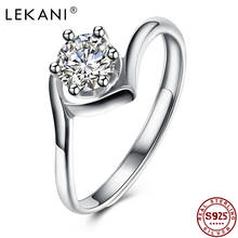 LEKANI 925 Silver Rings For Women Round 5A Cubic Zircon Romantic Adjustable Female Ring Engagement Fine Jewelry Gift Recommend 2024 - buy cheap