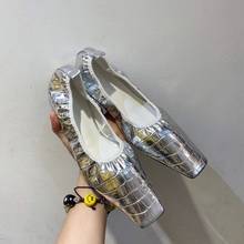 Gold/Silver Women Flats Spring/Autumn 2021 New Fashion Ladies Flats Heeled Slip On Casual Sexy Shoes Woman Square Toe Size 35-39 2024 - buy cheap