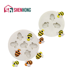SHENHONG 3D Cute Bee Silicone Mold Cake Decorating Tools Cupcake Sugar Craft Chocolate Topper Fondant Mould 2024 - buy cheap
