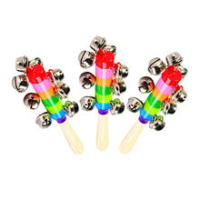 3PCS Sleigh Bells Stick Wooden Hand Held with 10 Metal Jingles Ball Percussion 2024 - buy cheap