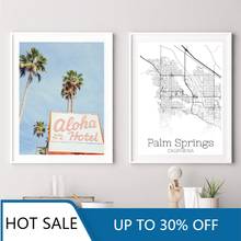 Palm Springs Map Aloha Hotel Sign Wall Art Canvas Painting Posters Prints Mid Century Modern Wall Decor Guest Home Decoration 2024 - buy cheap