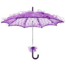 Laço nupcial algodão bordado guarda-chuva para festas de casamento dança fotografia prop sun guarda-chuva decorações 2024 - compre barato