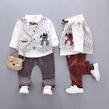 2020 Демисезонный модная детская одежда в полоску для маленьких мальчиков, жилет с принтом, футболка, штаны, 3 шт./компл. Дети младенческой спортивной одежды джентльмена 2024 - купить недорого