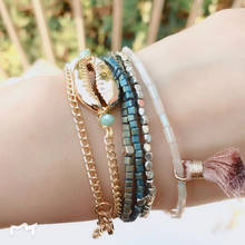 Bohemian Retro Bracelet Fashionable Geometric Shape Tassel Stretch Friendship Jewelry Bracelets for Women Holiday Gift for Girls 2024 - buy cheap