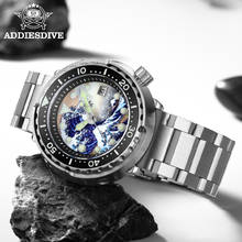 addies Diver 3D Printing Full Luminous Kanagawa Surfing Dial NH35 Automatic Mechanical Watch Sapphire Date diving Men's watch 2024 - buy cheap