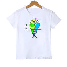 Camisetas con estampado de aves para niños y niñas, ropa kawaii con estampado de loros y cacatúas, tops de moda de verano 2024 - compra barato