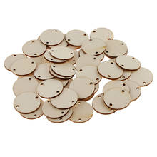 50pcs Round Unfinished Wooden Slices Discs with Hole for DIY Crafts 35x2mm 2024 - buy cheap