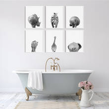 Safari Animal Butt Black White Wall Art Canvas Painting Poster Prints Elephant Giraffe Zebra Pictures For Bathroom Nursery Room 2024 - buy cheap