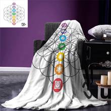 Sacred Geometry Throw Blanket Chakra Points in Vintage Concentric Rings of Partial Circle Zen Theme Image Warm Blanket for Bed 2024 - buy cheap