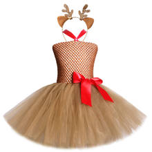 Платье с оленем для маленьких девочек Детский костюм с рождественским оленем маскарадный костюм на Хэллоуин, Детская коричневая балетная пачка с оленем, вечерние платья для От 1 до 12 лет 2024 - купить недорого