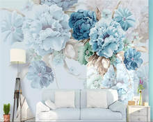 Beibehang-papel tapiz de decoración del hogar, Mural nórdico pintado a mano con flor de peonía, 3d, para sala de estar, Fondo de TV, papel tapiz de pared 2024 - compra barato