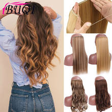 BUQI No Clip Wave Halo Hair Extensions Synthetic Natural Black Blonde Brown One Piece False Hairpiece Fish Line Fake Hair Piece 2024 - buy cheap