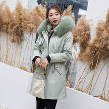 2019 Yiwu New Fresh Fashionable Fox Fur Collar Rex Rabbit Fur Liner Parka Coat New Arrival Coat Winter Warm Coat 2024 - buy cheap