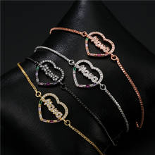 Mafisar pulseira feminina coração ajustável, bracelete fashion mamãe 4 cores, joia cz, presente de dia das mães, 2021 2024 - compre barato