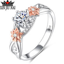 Rose Gold Ring Flower  AAA CZ Crystal  Love Heart Design Wedding Rings for Women Girls 925 anillos Sliver Finger Jewelry Bijoux 2024 - buy cheap