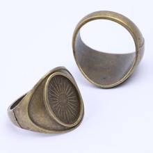 8pcs antique bronze vintage blank ring base diy fit 10x14mm oval cabochon setting bezels 2024 - buy cheap