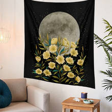 Moonlight Tapestry Primrose Wall Tapestry Hanging Flower Black Floral Boho Decor Starry Sky Carpet Moon Art Home Decoration 2024 - buy cheap