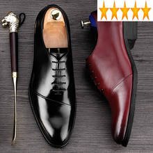 Oxford Shoes Casual Business Men Office Dress Genuine Leather Footwear Designer Solid Color Pointed Toe Formal Zapatos Hombre 2024 - buy cheap