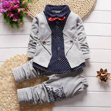 Bibicola meninos conjunto de roupas primavera outono moda crianças formal festa roupas terno para o bebê meninos crianças conjunto algodão outfits 2024 - compre barato