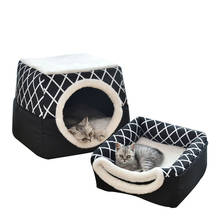 Foldable Pet House Kennel Dog Bed for Small Medium Dogs Cats Animals Warm Cat Cave Nest Soft Puppy Basket Cama Perro Hondenmand 2024 - buy cheap