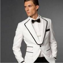 New Costume Made Homme White And Black Groom Tuxedos Formal Best Mens Design Suits Groomsman Bridegroom Wedding Suit For Men 2024 - buy cheap