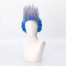 Descendants Hades-Peluca de Cosplay para hombre, pelo corto de zafiro azul, peluca de Anime sintética resistente al calor, para fiesta de Halloween y Cosplay 2024 - compra barato